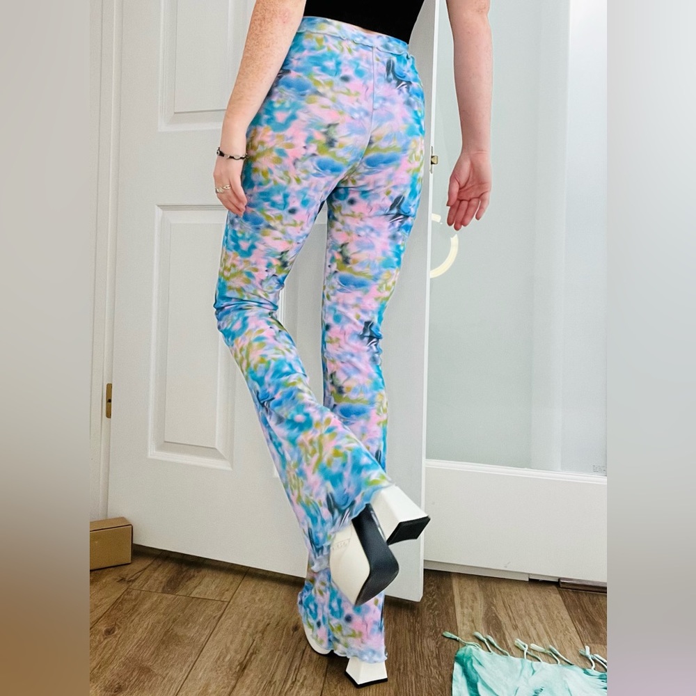 Topshop High Waisted Pastel Rainbow 70’s Flare Bell Bottoms